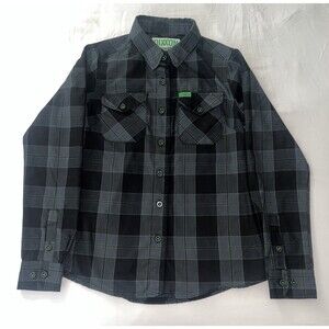 Dixxon Adrenaline Women’s Flannel Button Up Shirt Gray Black Green Size Small